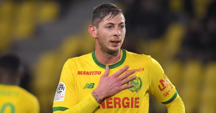 Nantes' Argentinian forward Emiliano Sala gestures during the French L1 football match Nantes vs Montpellier at the La Beaujoire stadium in Nantes, western France, on January 8, 2019. (Photo by LOIC VENANCE / AFP)        (Photo credit should read LOIC VENANCE/AFP/Getty Images)